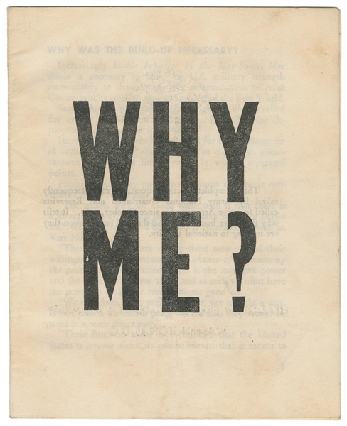  [VIETNAM WAR]. Why Me? Washington D.C.: Headquarters, Depar...