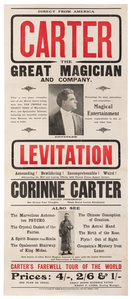  CARTER, Charles (1874 – 1936). Carter the Great Magician an...