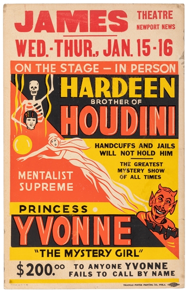  HARDEEN (Theo. Weiss, 1945). Hardeen. Brother of Houdini. P...