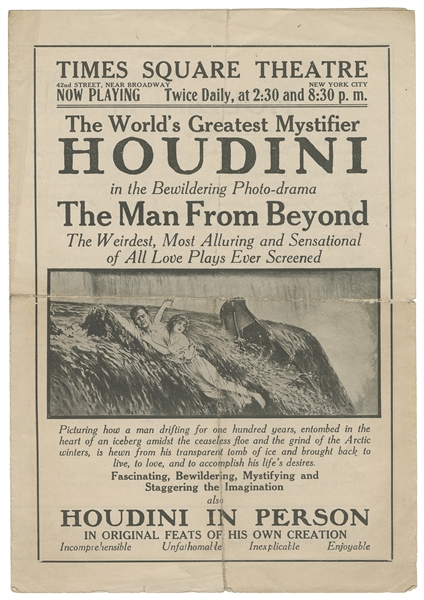  HOUDINI, Harry (Erik Weisz, 1874 – 1926). Man From Beyond T...