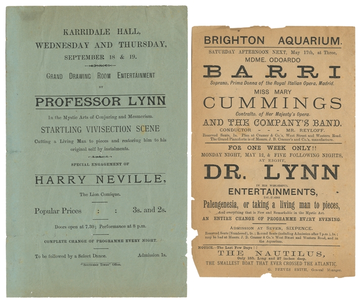  LYNN, Dr. (J.W. Simmons, 1836 - 99). Two Dr. Lynn Vivisecti...