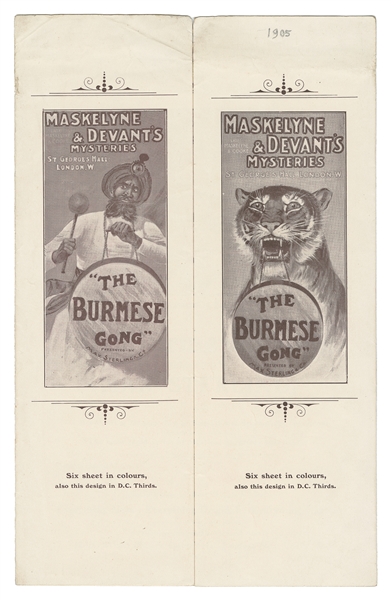  [MASKELYNE] Burmese Gong Advertising Brochure. London: Staf...