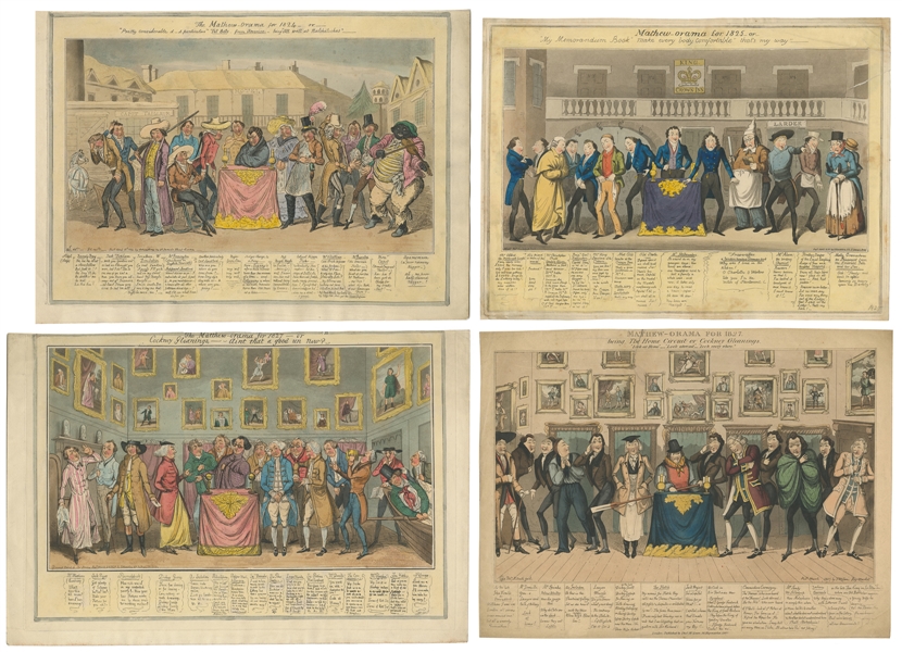  [MATHEWS, Charles (1776 – 1835)]. Group of 4 “Mathew-Orama”...