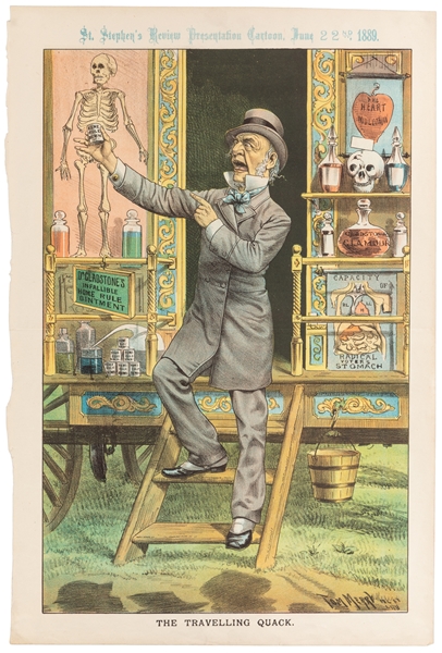  [QUACKERY] The Traveling Quack. [London], 1889. Full color ...