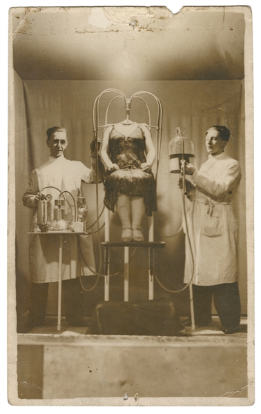  [SIDESHOW] Headless Woman Postcard. [England]: J. T. Lince,...