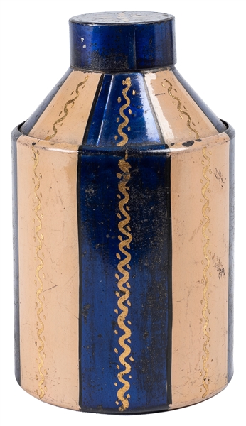  Changing Canister. European, ca. 1890. Hand-painted tolewar...