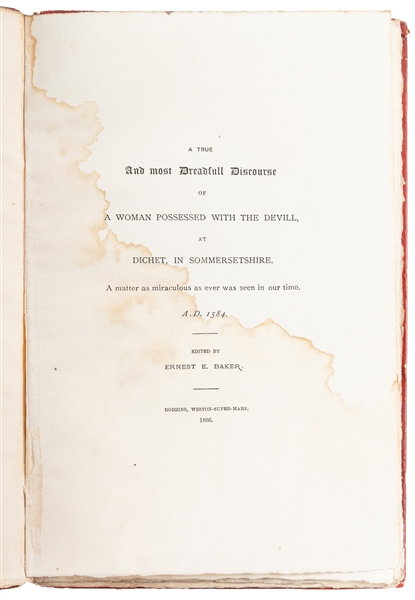  BAKER, Ernest Edward. A True and Most Dreadfull Discourse o...