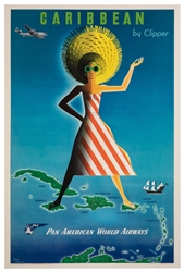  CARLU, Jean (1900–1997). Caribbean by Clipper / Pan America...