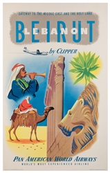  Beirut Lebanon by Clipper / Pan American World Airways. 195...