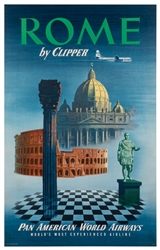  Rome by Clipper / Pan American World Airways. 1951. Offset ...