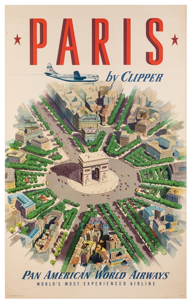  Paris by Clipper / Pan American World Airways. 1951. Offset...