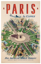  Paris by Clipper / Pan American World Airways. 1951. Offset...