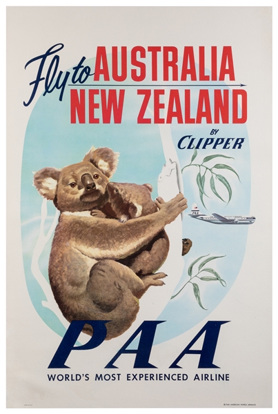  Fly to Australia New Zealand by Clipper / Pan American Worl...