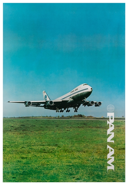  Pan Am / 747. Circa 1970s. Vertical photo offset lithograph...