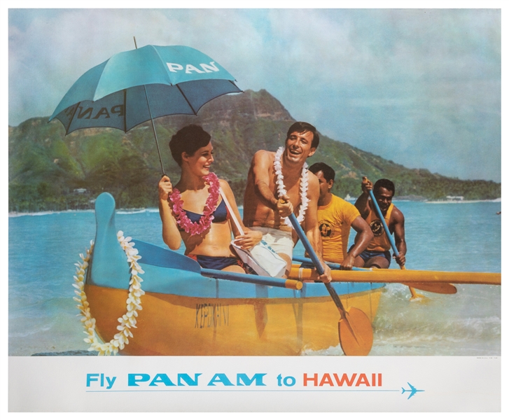  Fly Pan Am to Hawaii. 1965. Photographic airline poster of ...