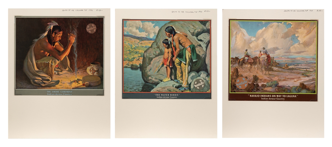  Santa Fe Railroad Calendar Tops. Group of 3. Set of three a...