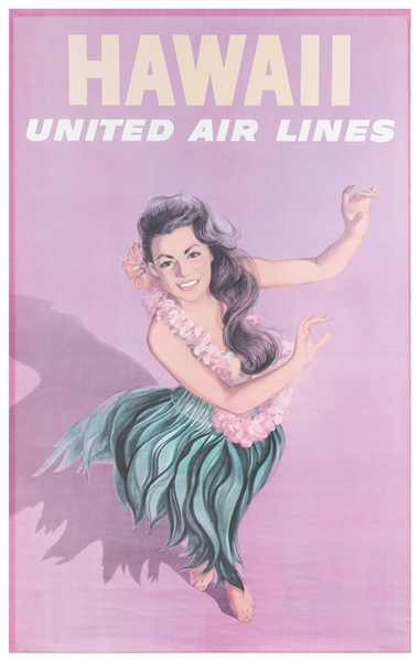  United Airlines / Hawaii. Circa 1960s. Color lithograph pos...