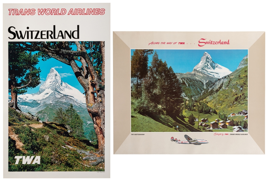  TWA / Switzerland. Two posters. Circa 1950s/70s. Includes: ...