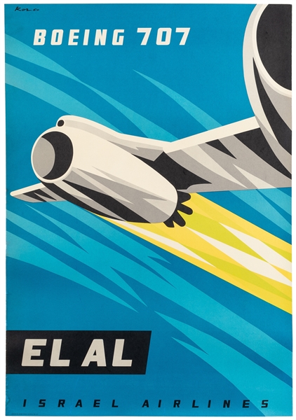  KOR, Paul (Kornowski) (1926–2001). Boeing 707 / El Al Israe...