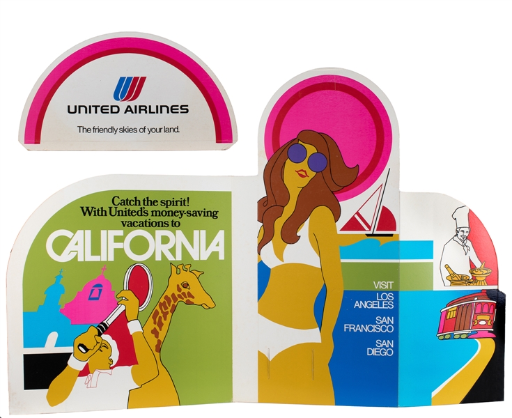  United Airlines California Vacations Die Cut Display. 1975....