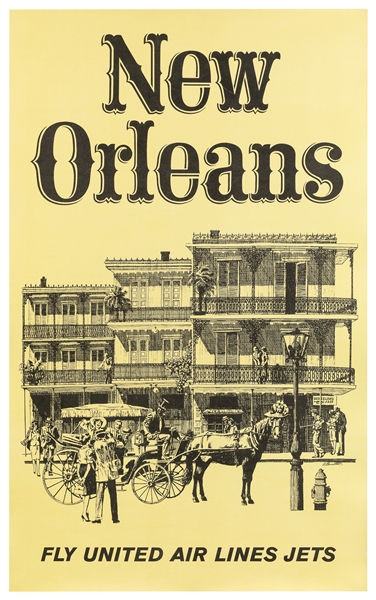  New Orleans / Fly United Air Lines Jets. 1960s. Airline pos...