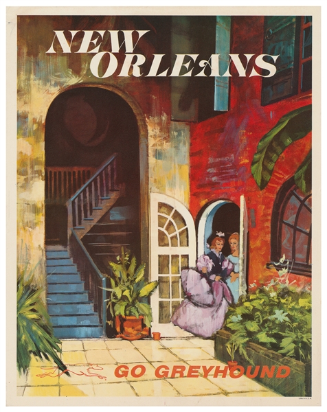  New Orleans / Go Greyhound. USA, ca. 1960s. Offset lithogra...