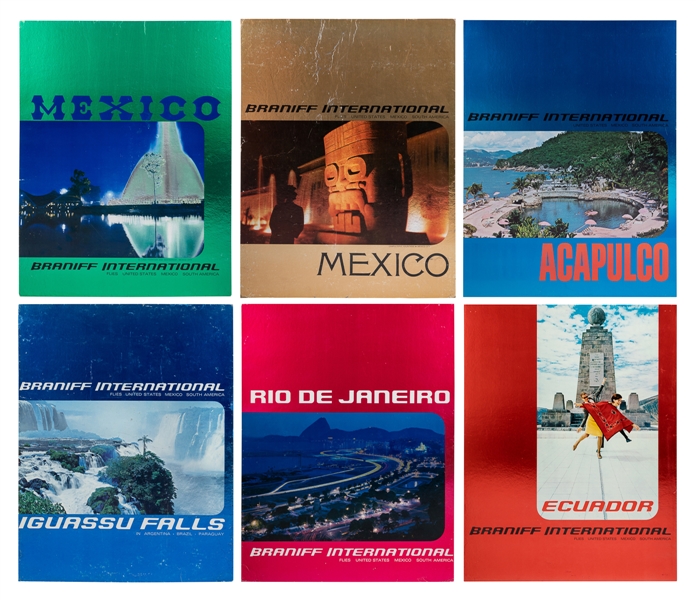  Braniff International. Group of 6 airline posters. Circa 19...