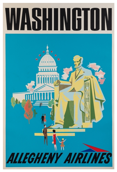  Washington / Allegheny Airlines. Circa 1950s. Silkscreen. T...