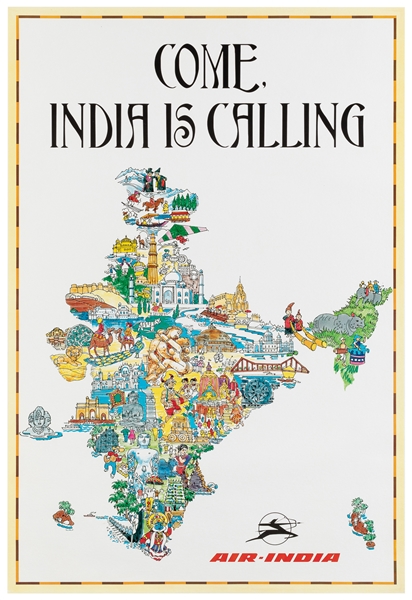  Come, India is Calling / Air India. Circa 1980s. Colorful i...