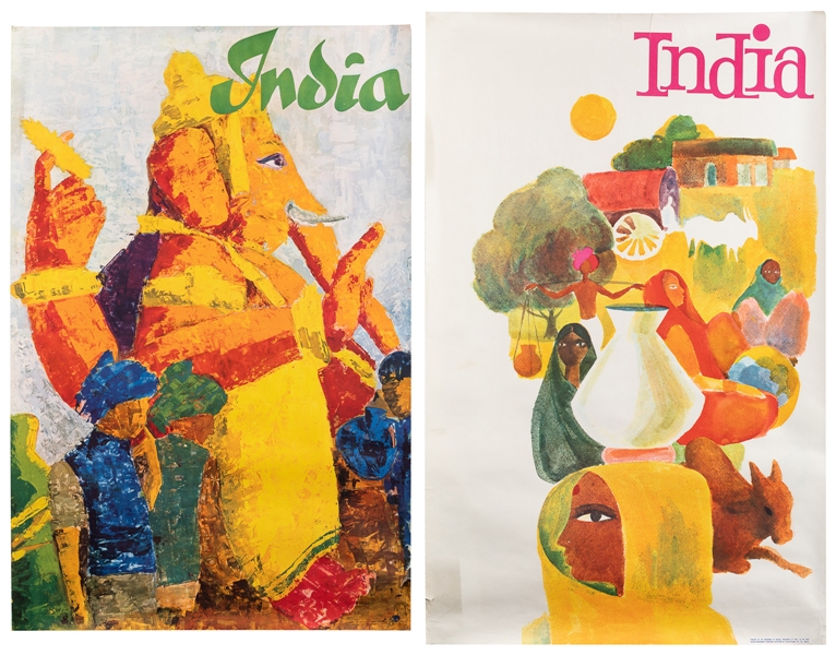  India. Two travel posters. 1960s. Produced for the Departme...