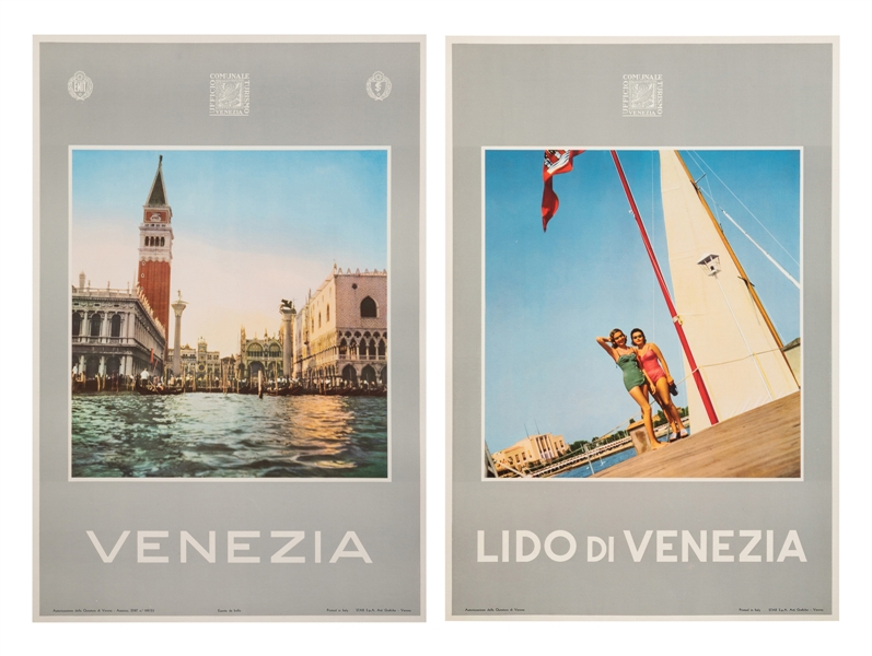  Venezie. Pair of travel posters. Verona: Arti Grafiche, 195...