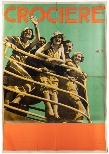  Crociere. Circa 1933. Very large Italian lithograph travel ...