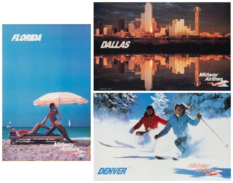  Midway Airlines. Trio of posters. 1987. Includes: Florida, ...