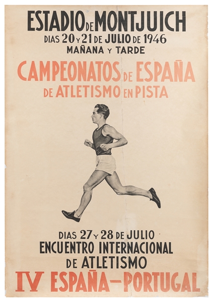  Spain-Portugal Track Athletics Championship Poster. 1946. P...