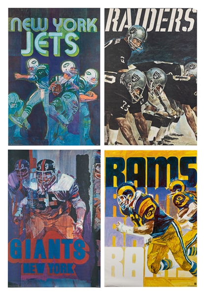  BARETLL, George. Four NFL Posters. 1970s. Group of offset c...