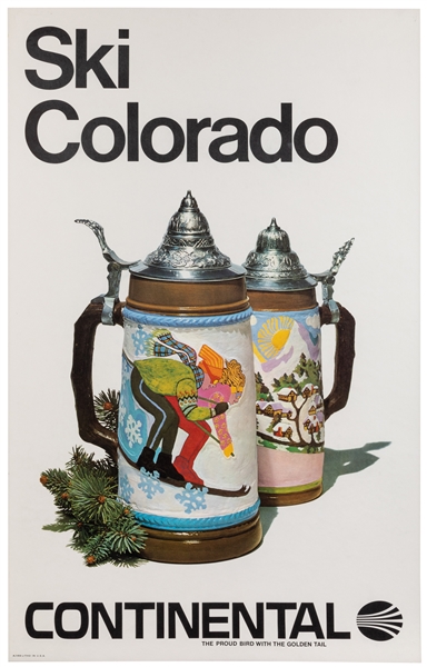  Ski Colorado / Continental Airlines. Circa 1968. Color phot...