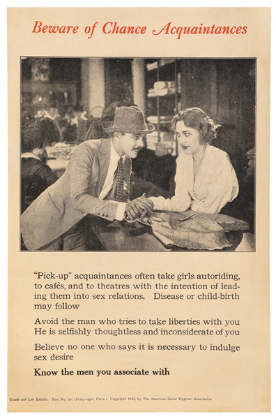  Beware of Chance Acquaintances. 1922. American Social Hygie...