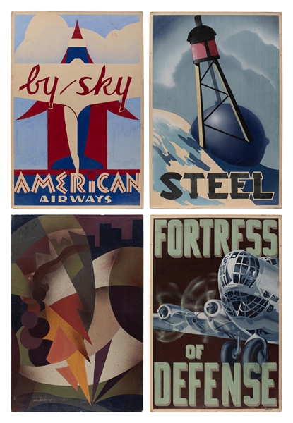  [POSTER MAQUETTES]. Group of 4 American poster maquettes. F...