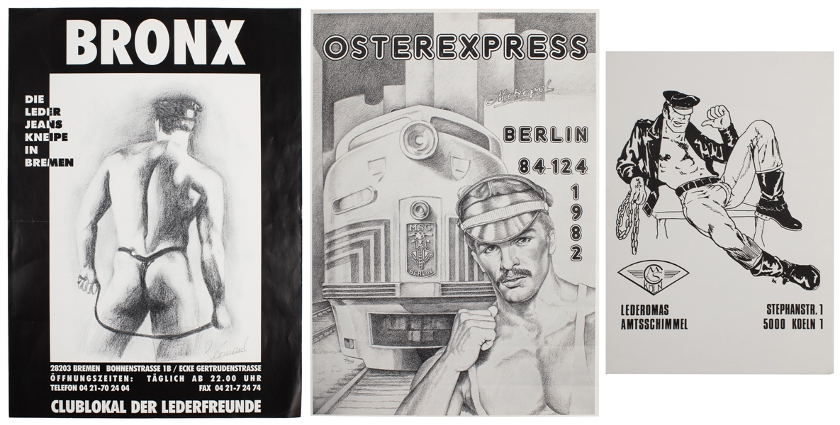  Three German Leather & Motorcycle Club Posters. 1980s. Grou...