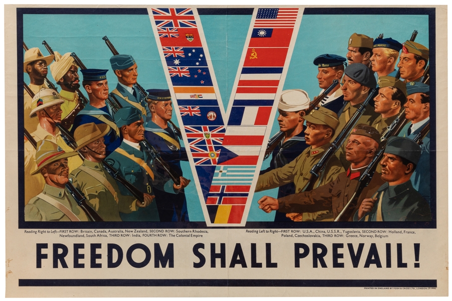  Freedom Shall Prevai! London: Fosh & Cross, 1940s. Poster w...