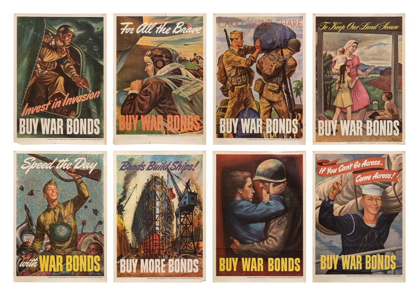  [VARIOUS ARTISTS]. Group of 8 Abbott Laboratories War Bonds...