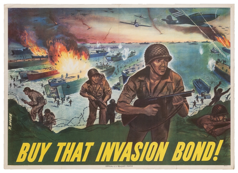  [WORLD WAR II]. Group of 22 propaganda posters. 1940s. Colo...