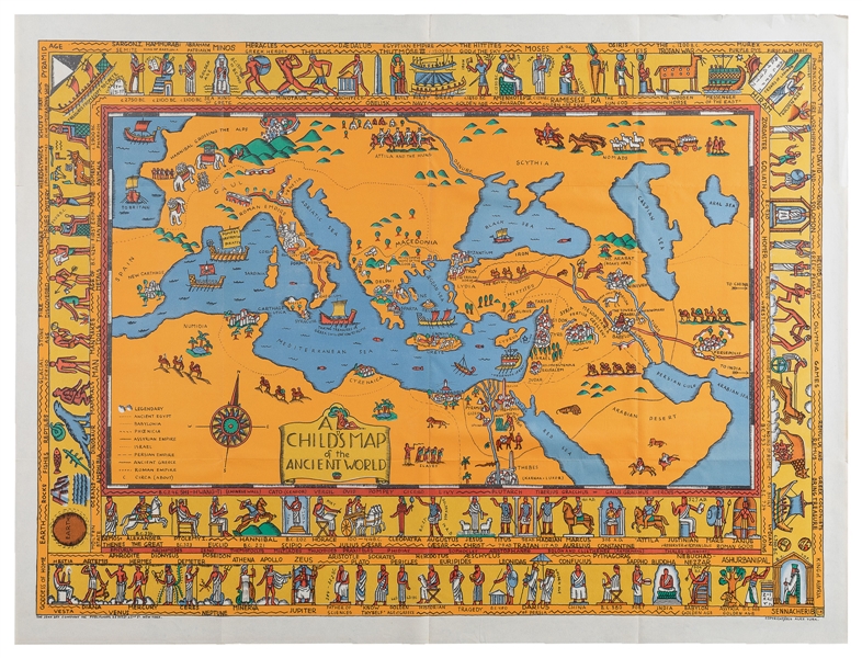  KARASZ, Ilonka (1896 - 1981). -- YORK, Alice (fl. ca. 1926–1930). A Child’s Map of the Ancie...