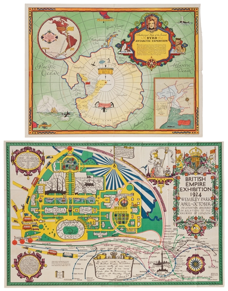  [PICTORIAL MAPS]. Maps of the Byrd Expedition and the Briti...