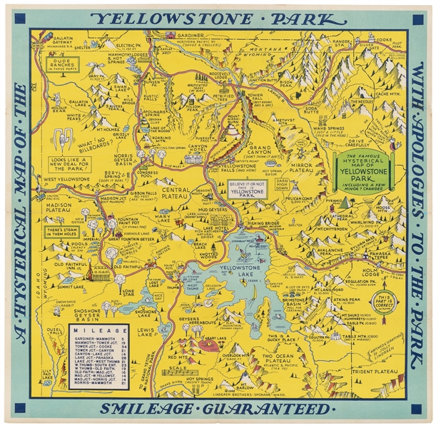  LINDGREN, Jolly. Hysterical Map of Yellowstone National Par...