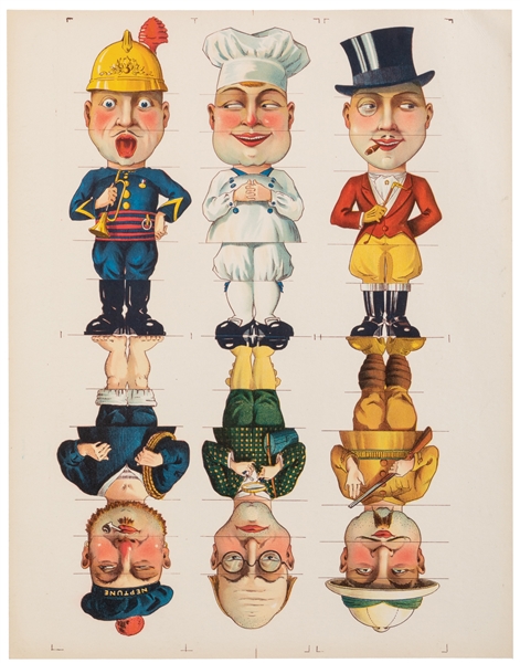  French paper toy / game uncut lithograph. France, ca. 1910s...