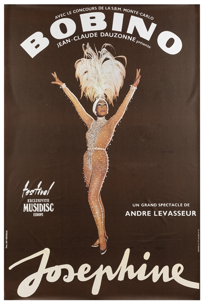  Bobino / Josephine Baker. Circa 1975. Color poster depictin...