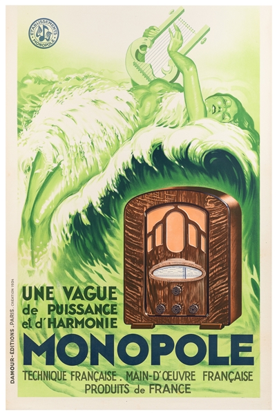  Monopole. 1934. Paris: Darmour Editiones. French color lith...