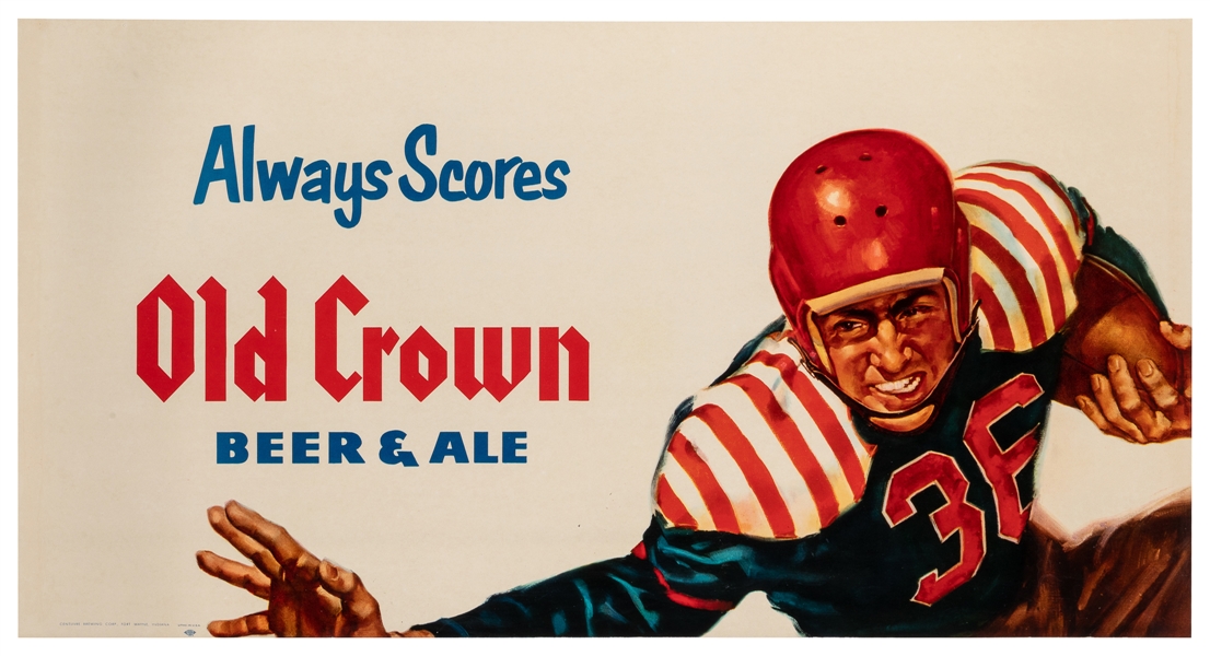  Old Crown Beer & Ale / Always Scores. Circa 1950s. Horizont...