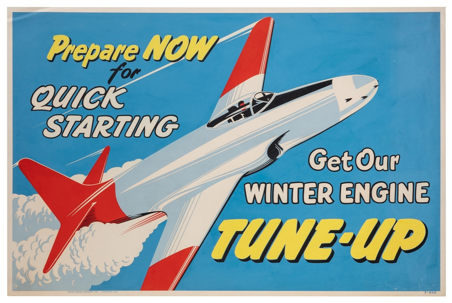 Get Our Winter Engine Tune-Up. Circa 1950s. Chicago: Litho Paint Poster Co. Color ...